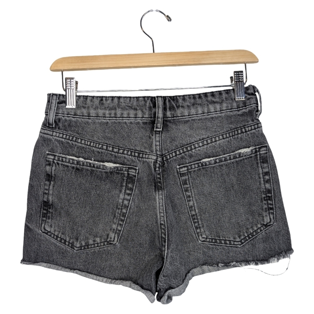 Zara Edgy Black Distressed Denim Festival Shorts | High Rise | Size 4, Small - Picture 5 of 6